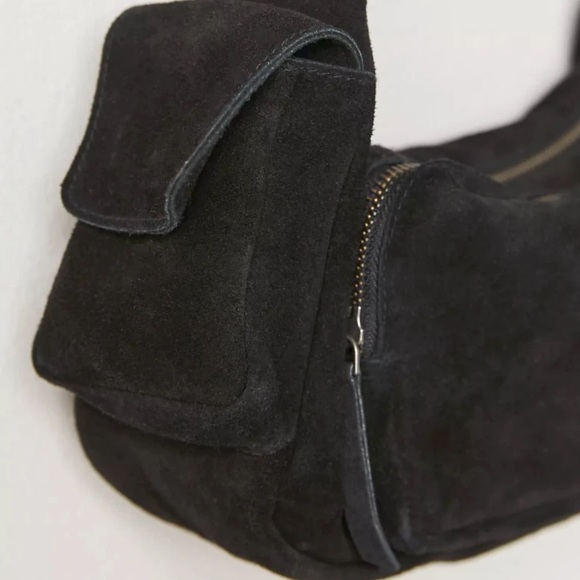 NEW NWT Free People Siren genuine leather suede black Bag - Picture 7 of 10